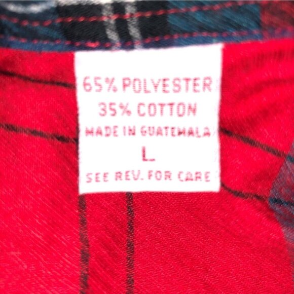 Vintage 90s Mens L Shirt Red Green Plaid Long Sleeve Button Down Grunge - Picture 11 of 12